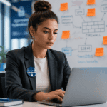 apprendre la cybersécurité femme ordinateur badge