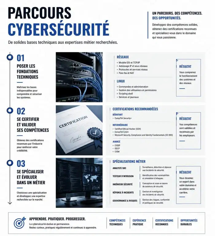 Parcours d'apprentissage pour apprendre la cybersécurité : des bases aux certifications