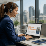 Alternance télétravail jeune femme ordinateur open-space