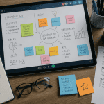 brainstorming en ligne sur tableau digital avec post-its