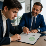 Signature convention de stage sans école dans un bureau moderne