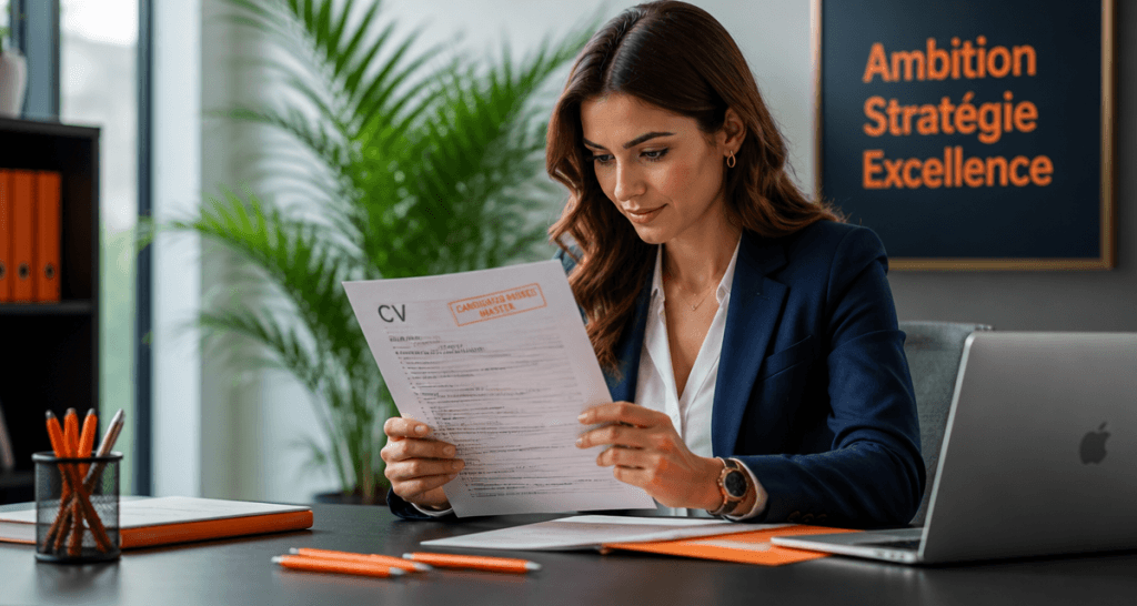 cv candidature master femme relit son cv