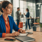 formation social media manager femme devant dashboard