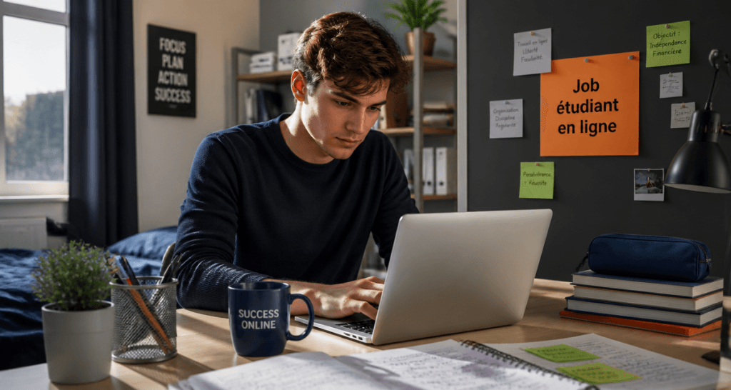 job étudiant en ligne étudiant ordinateur chambre