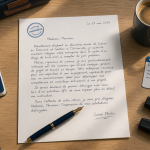 Lettre de motivation pour lyceen sur bureau avec fournitures
