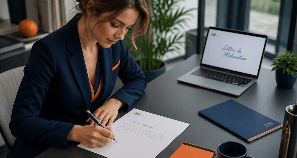 lettre de motivation pour une ecole manuscrite sur bureau contemporain