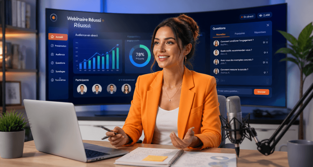 logiciel webinaire animatrice interface audience
