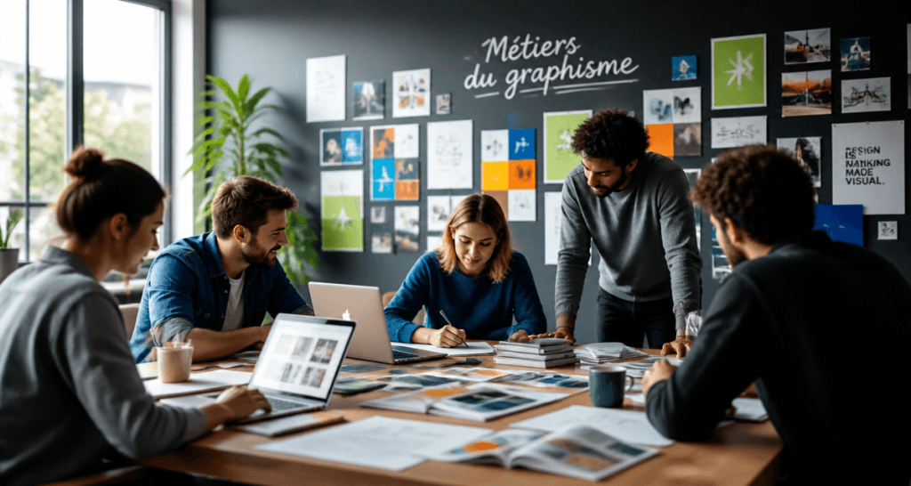 équipe métier du graphisme en studio moderne