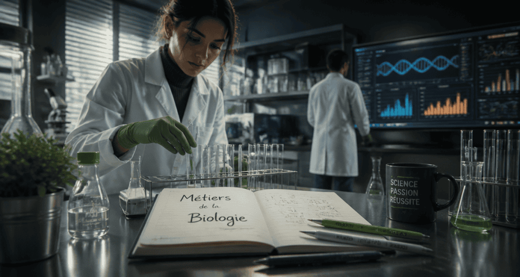 Métier en biologie jeune femme laboratoire