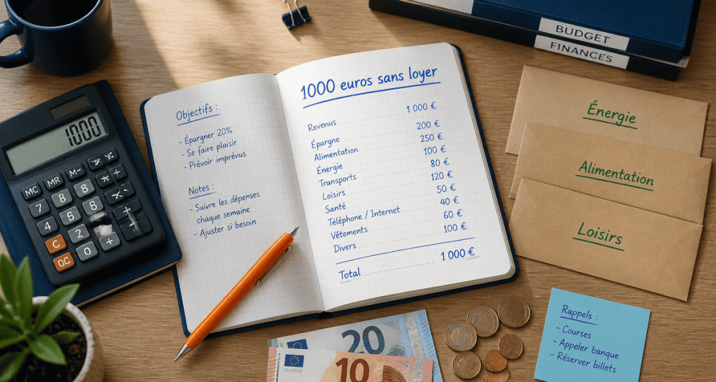 vivre avec 1000 euros par mois sans loyer carnet de comptes et calculatrice