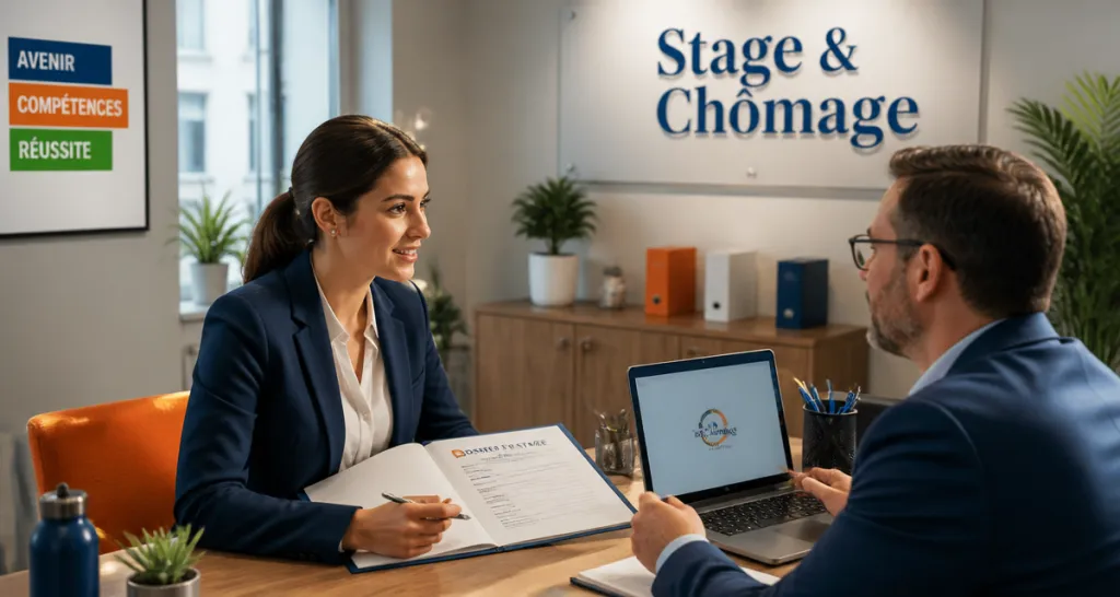 chomage et stage illustration bureau
