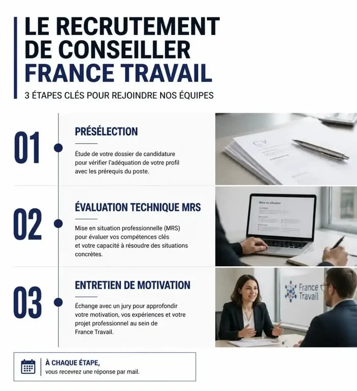 Processus de recrutement pour devenir conseiller France Travail
