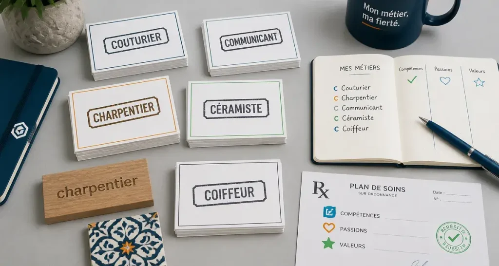 Metier en c : fiches professions et orientation sur table