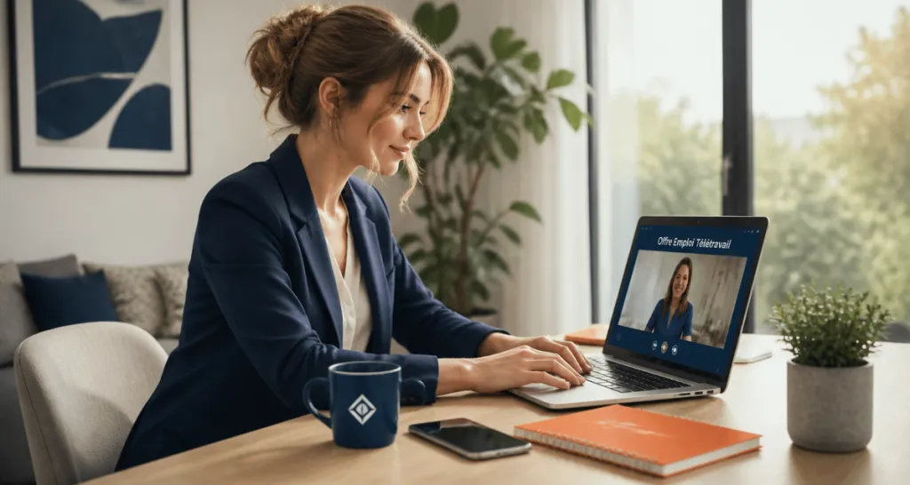 offre emploi télétravail à domicile femme ordinateur salon