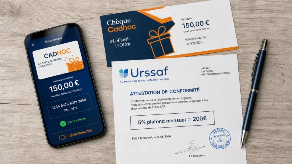 Carte cadeaux salariés 200€ 2026 selon URSSAF