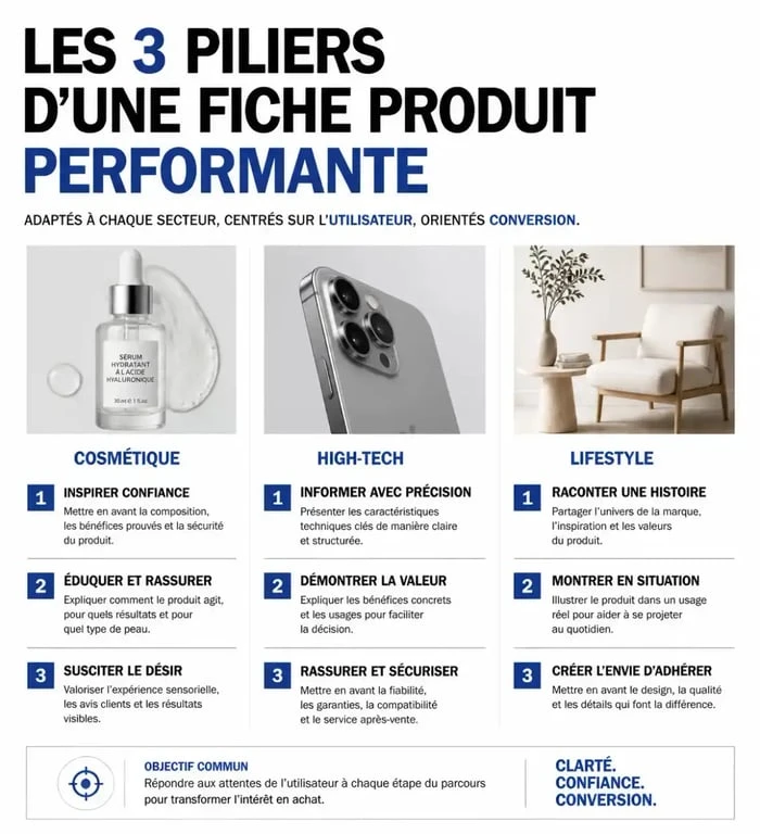 Infographie des bonnes pratiques pour fiches produits exemple par secteur