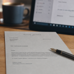 Je reste à votre disposition pour toute information complémentaire : bureau administratif, lettre et stylo.