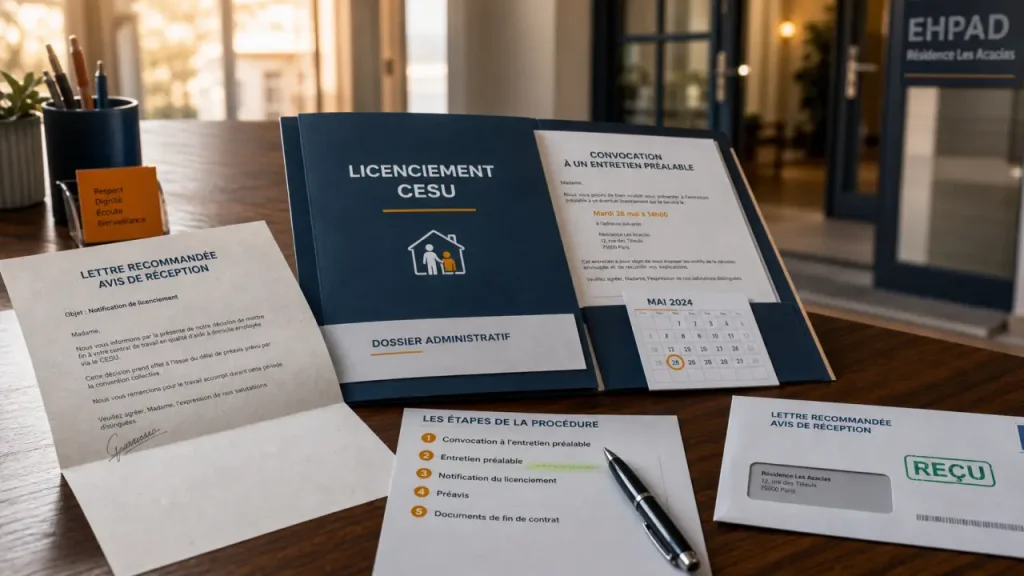 Licenciement cesu pour entrée en ehpad : courrier recommandé et préavis