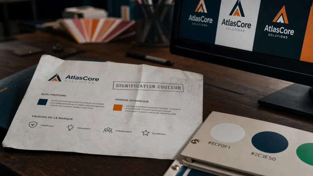 Signification couleur logo : bleu corporate et orange dynamique