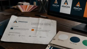 Signification couleur logo : bleu corporate et orange dynamique