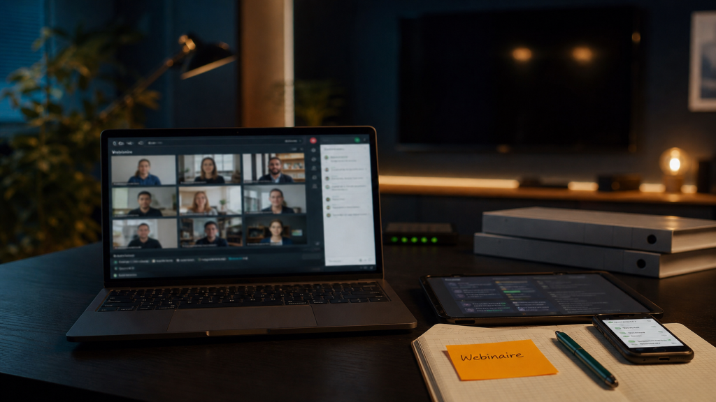 Webinar définition : grille vidéo et chat, visio web
