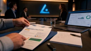 Cabinet de conseil stratégie organisation digital en salle de réunion