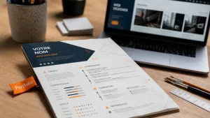 CV webdesigner avec portfolio visible et maquette claire