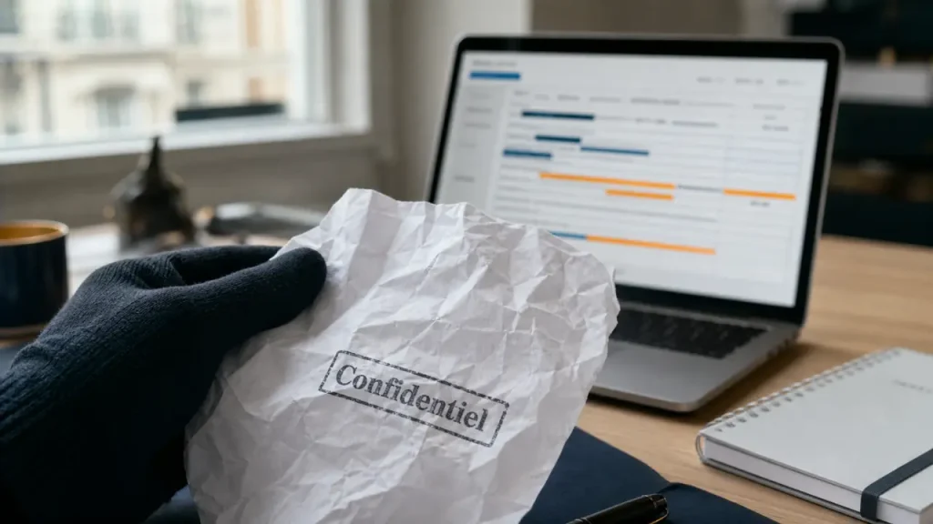Devenir écrivain public : tampon confidentiel sur documents administratifs