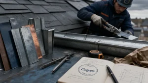 Metier en z : zingueur sur toit en zinc
