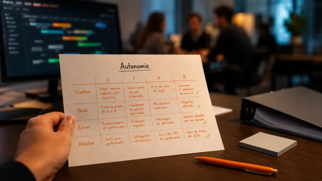 Autonome travail : autonomie au bureau, fiche et roadmap projet