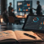 Directeur marketing externalisé, stratégie et KPI sur une tablette