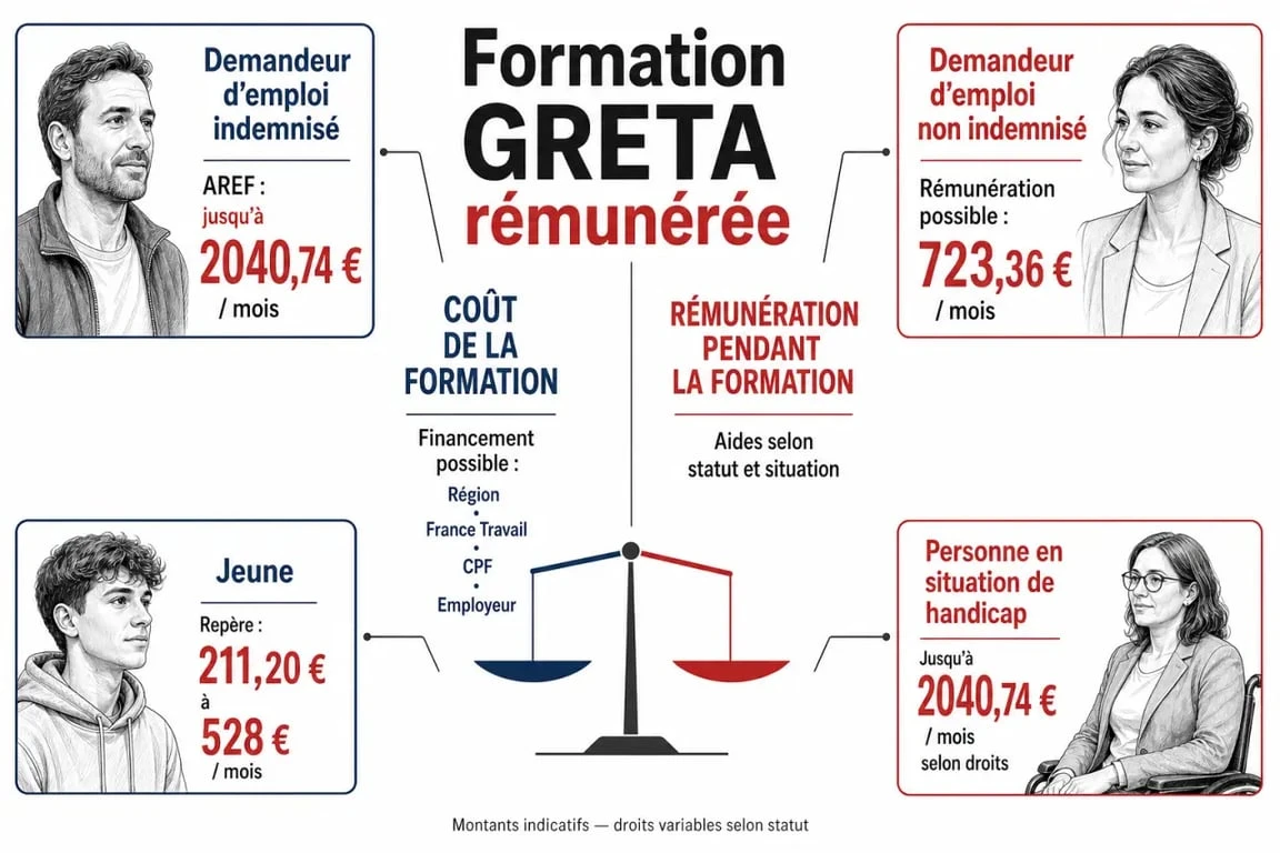 Formation GRETA rémunérée : financements, profils et montants mensuels