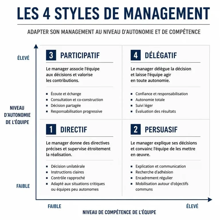 Infographie des styles de management pour savoir comment manager une équipe efficacement