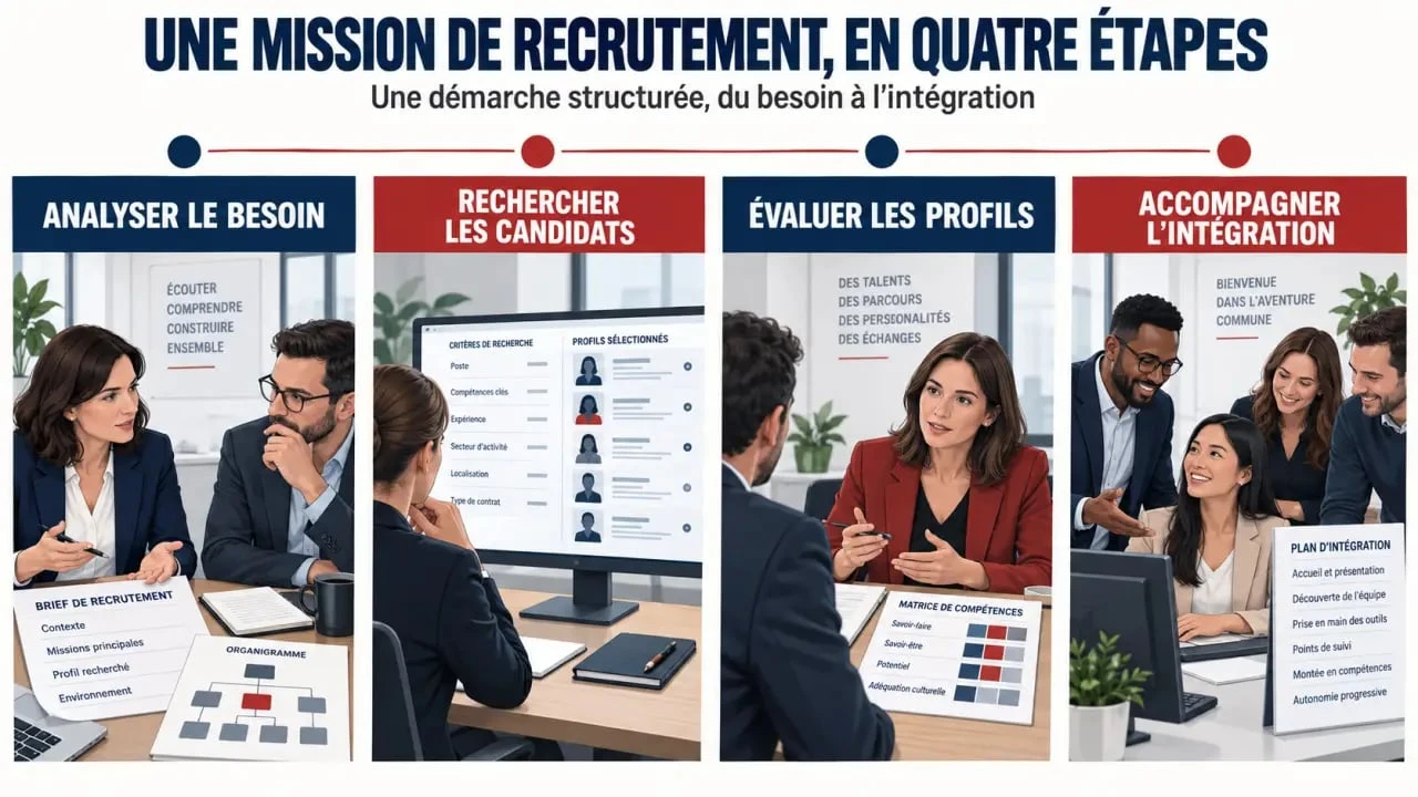 Les quatre étapes d’une mission de cabinet de conseil en recrutement