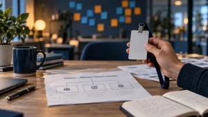 Valeurs entreprise guidant les décisions en open space calme